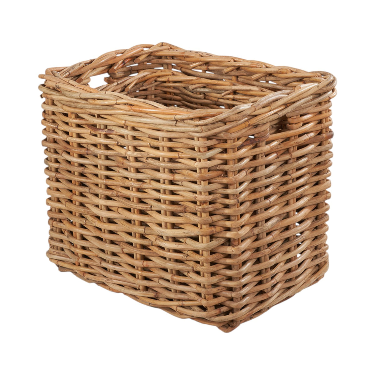 Fall Rectangle Basket Set of 2 Chunky Natural Rattan Rectangular Log Baskets | Red Hamper