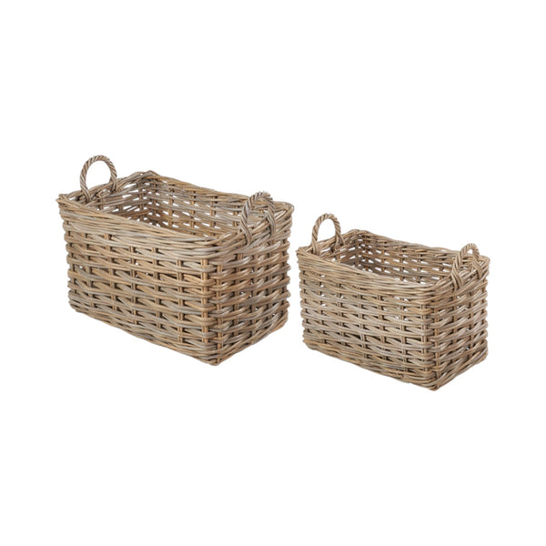 Set of 2 Rectangular Grey Kubu Storage Baskets