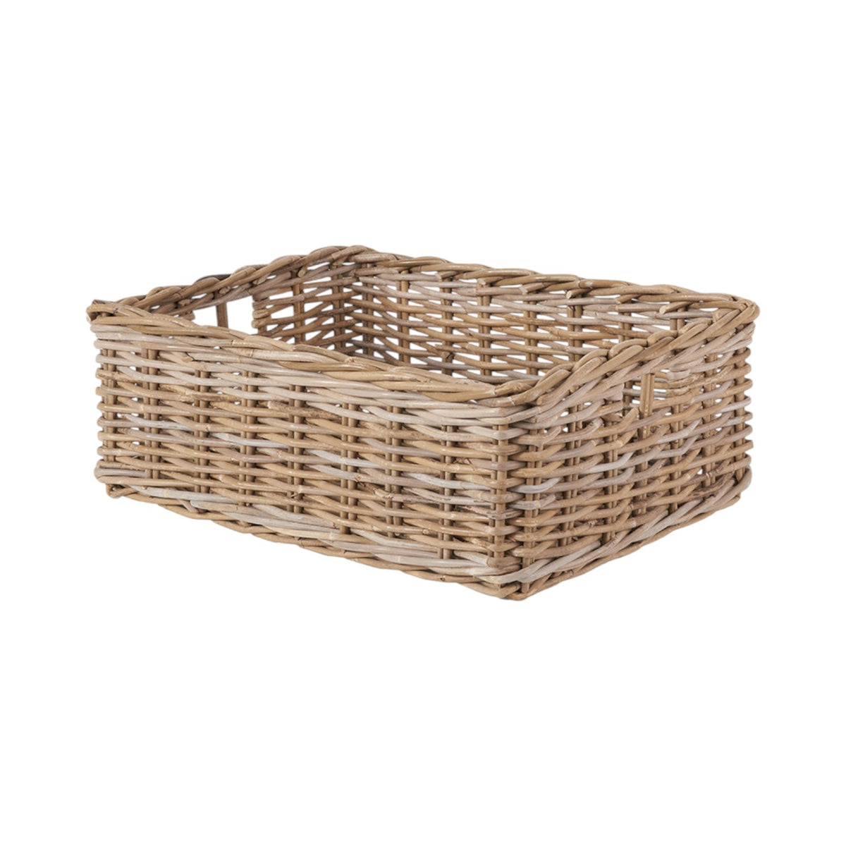 Set of 4 Grey Kubu Rattan Rectangular Storage Trays