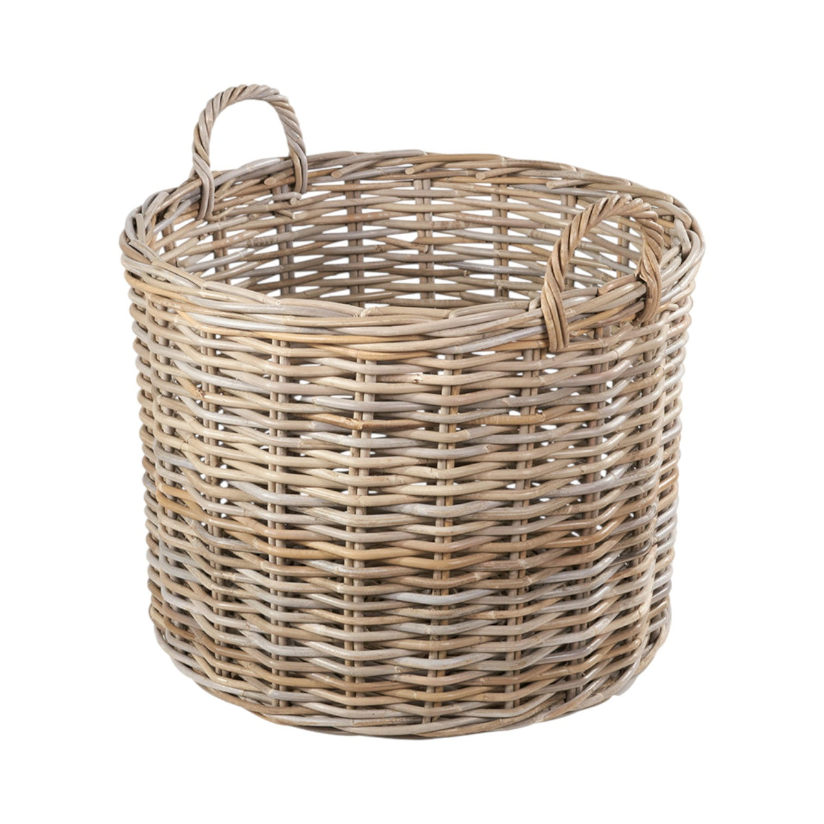 Set of 4 Grey Kubu Rattan Round Log Baskets