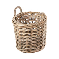 Set of 4 Grey Kubu Rattan Round Log Baskets