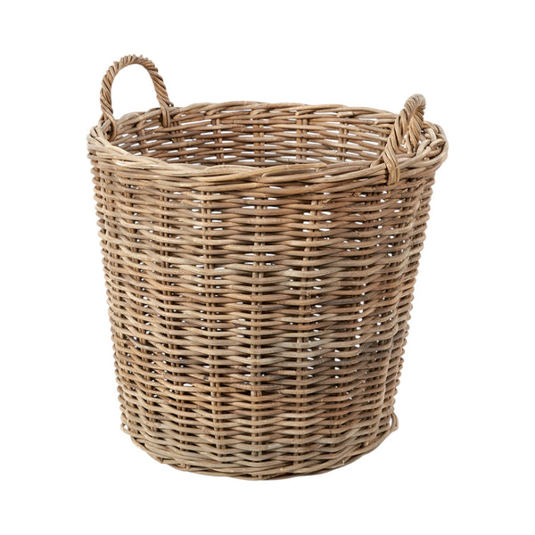 Grey Kubu Rattan Tall Round Storage Basket