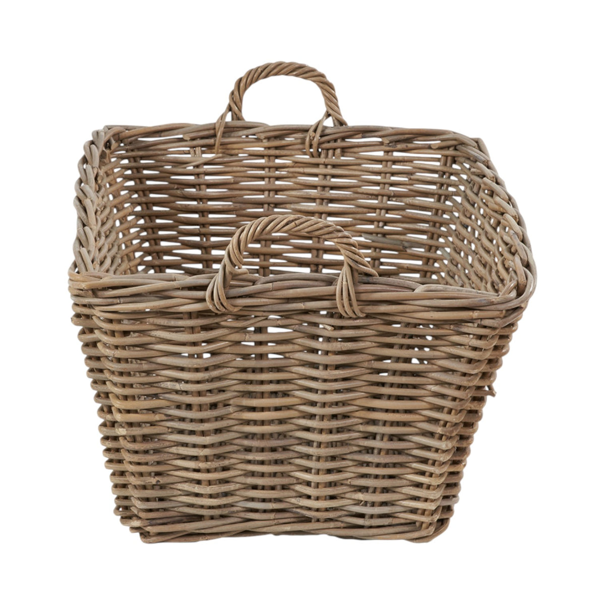Grey Kubu Rattan Rectangular Storage Basket Large