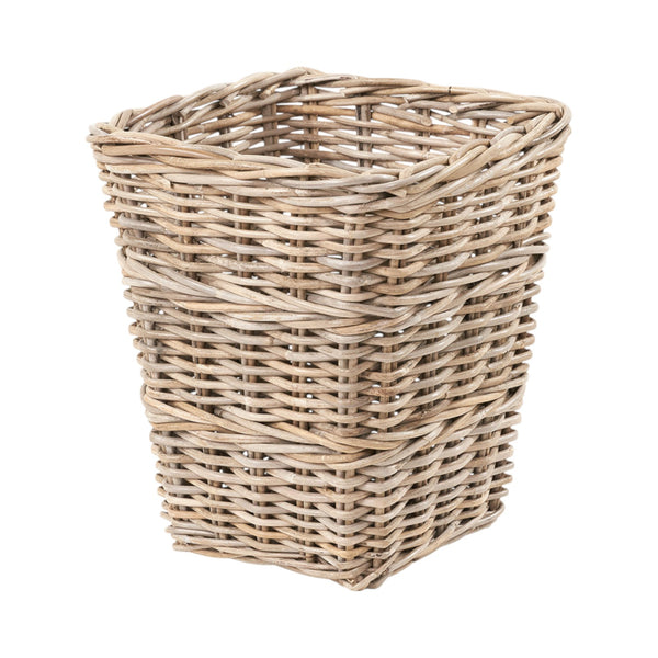 Grey Kubu Rattan Square Waste Paper Bin