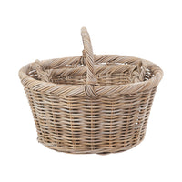 Set of 3 Grey Kubu Rattan Oval Shopping Basket with 2 Rectangular Storage Baskets