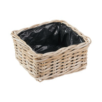 Set of 3 Indoor Outdoor Grey Kubu Rattan Square Basket Planters