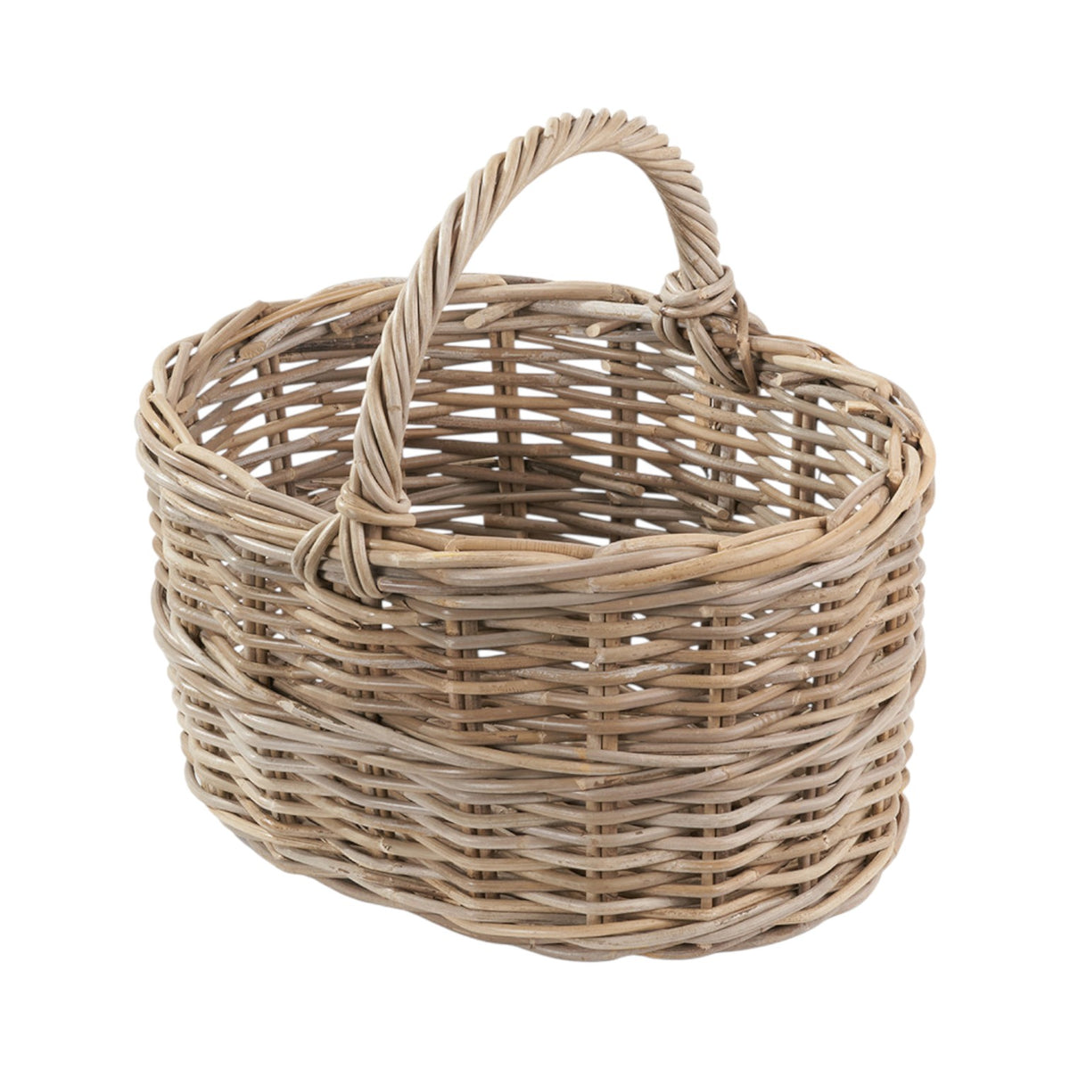 Grey Kubu Rattan Straight Sided Shopping Basket