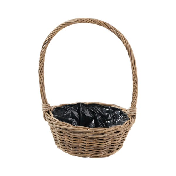 Indoor Outdoor Grey Kubu Rattan Flower Basket Planter
