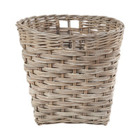Grey Kubu Rattan Round Storage Basket with Square Base