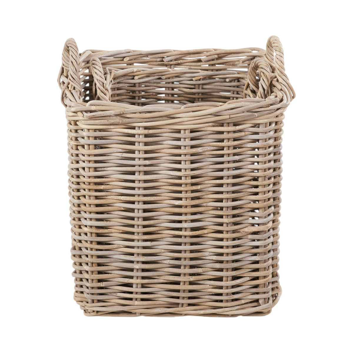 Set of 2 Grey Rattan Square Log Baskets