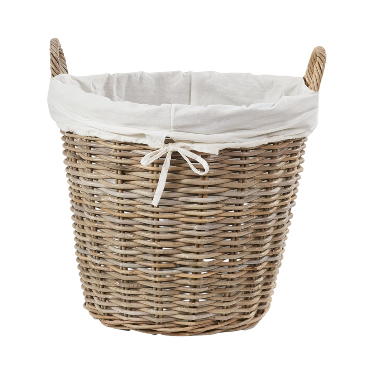 Grey Kubu Rattan Lined Round Basket