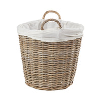 Grey Kubu Rattan Lined Round Basket