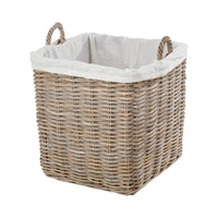 Set of 2 Grey Kubu Rattan Lined Square Log Baskets