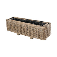 Set of 2 Indoor Outdoor Grey Kubu Rattan Basket Trough Planters