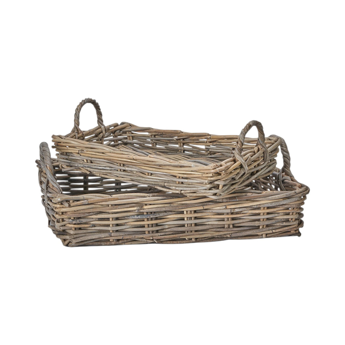Set of 2 Grey Kubu Basket Trays