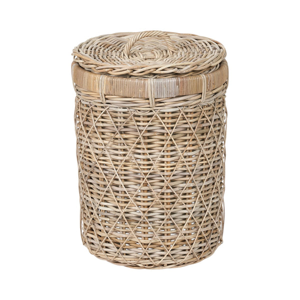 Brown Rattan Round Linen Basket