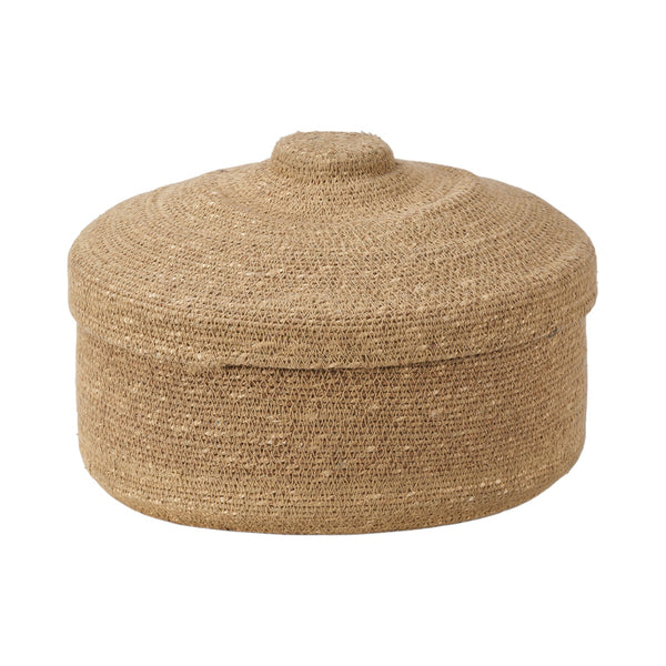 Seagrass Natural Lidded Round Basket