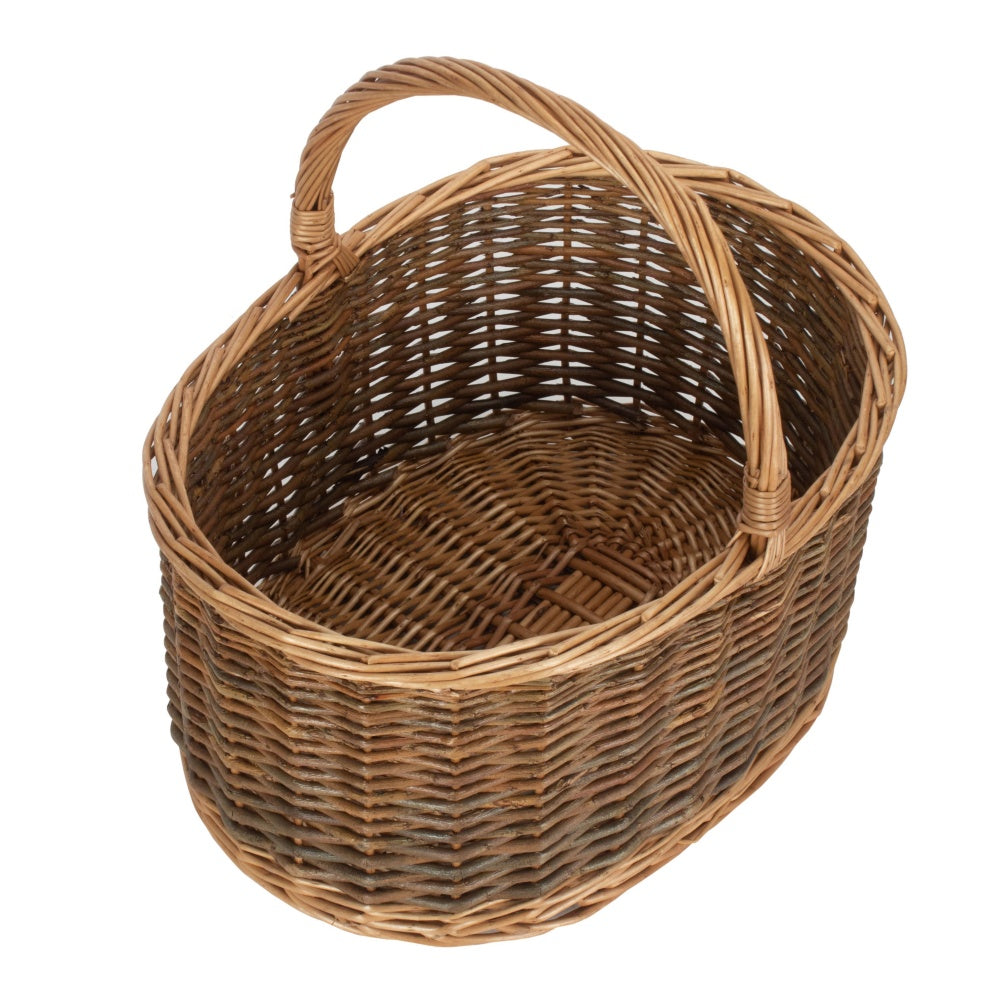 Unlined Country Oval Wicker Shopping Basket
