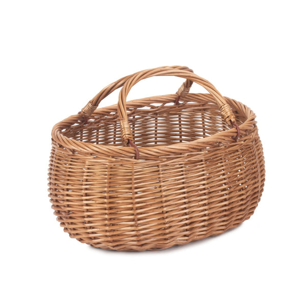 Light Steamed Swing Handled Coracle Wicker Shopping Basket