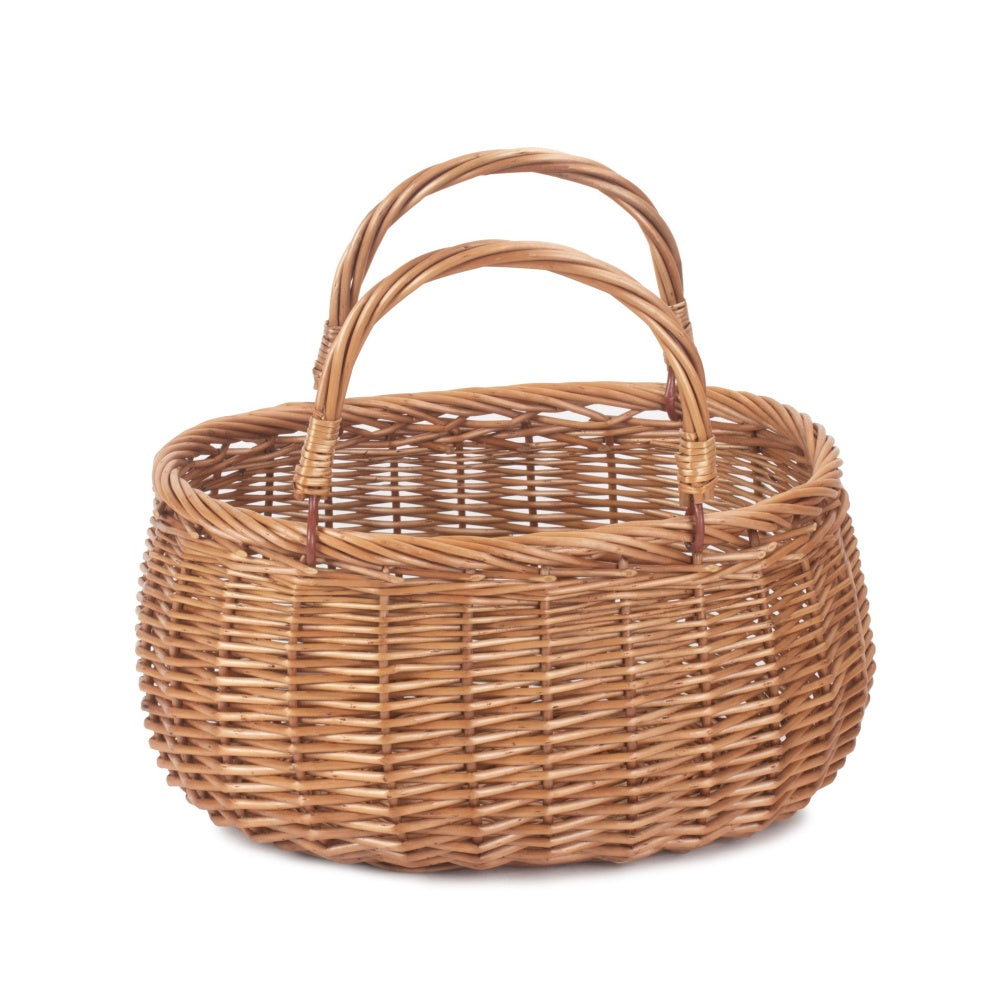 Light Steamed Swing Handled Coracle Wicker Shopping Basket