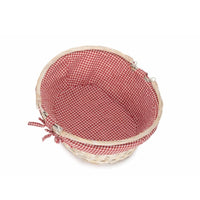 Whitewash Swing Handle Wicker Shopping Basket with Red and White Checked Lining