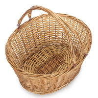 Unlined Double Steamed Wicker Shopping Basket With Swing Handles