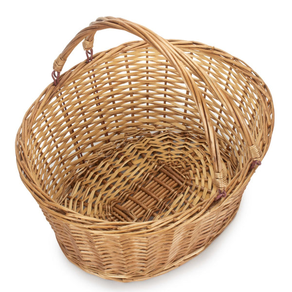 Unlined Double Steamed Wicker Shopping Basket With Swing Handles
