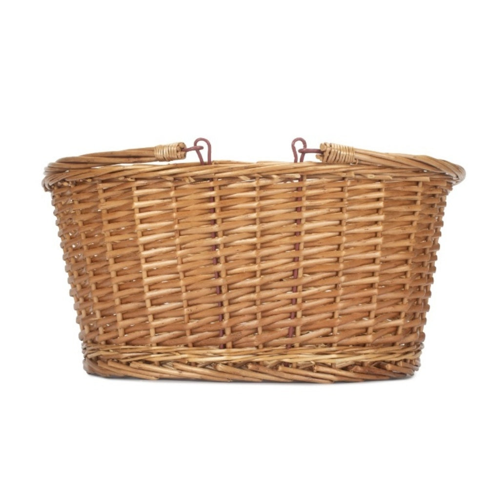 Unlined Double Steamed Wicker Shopping Basket With Swing Handles