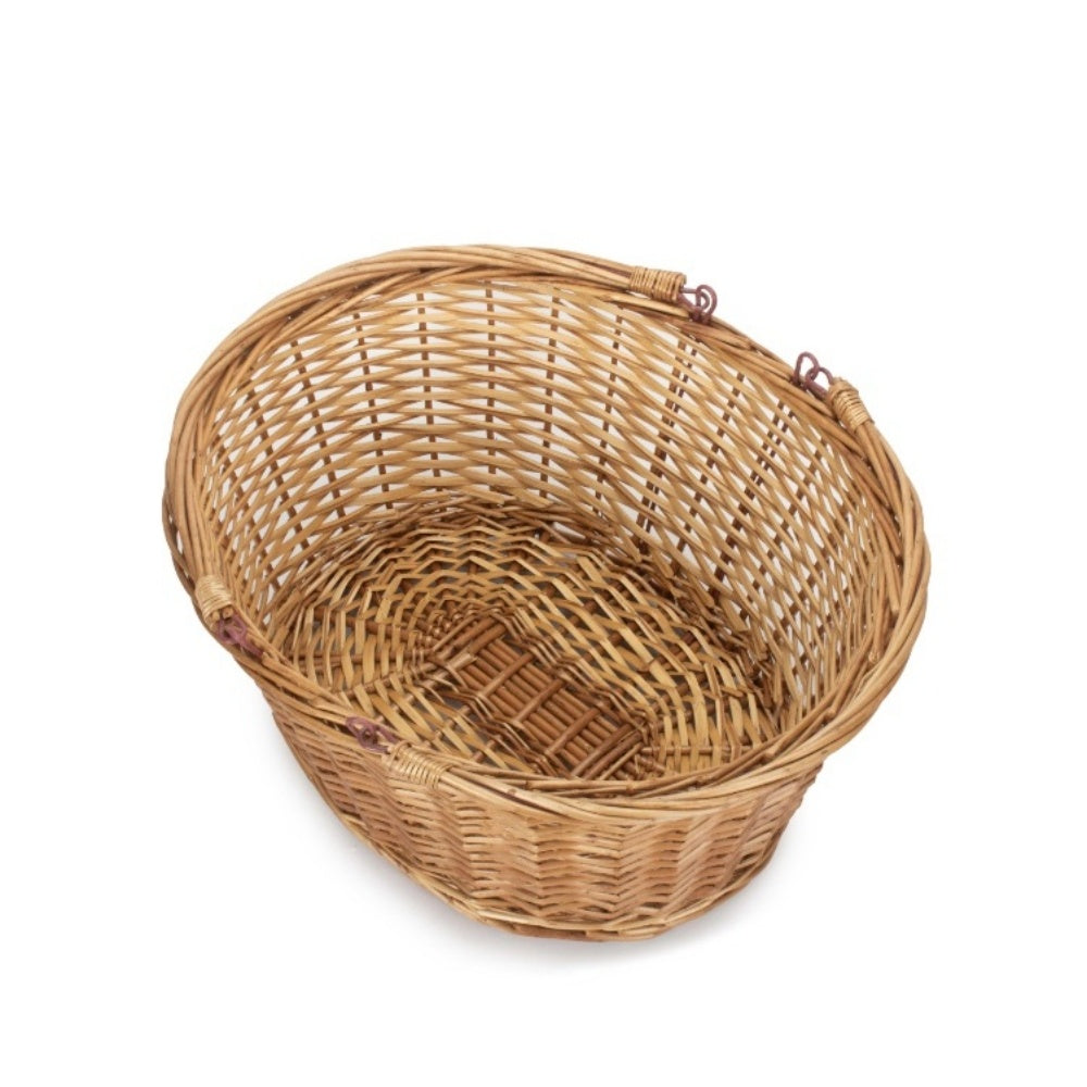 Unlined Double Steamed Wicker Shopping Basket With Swing Handles