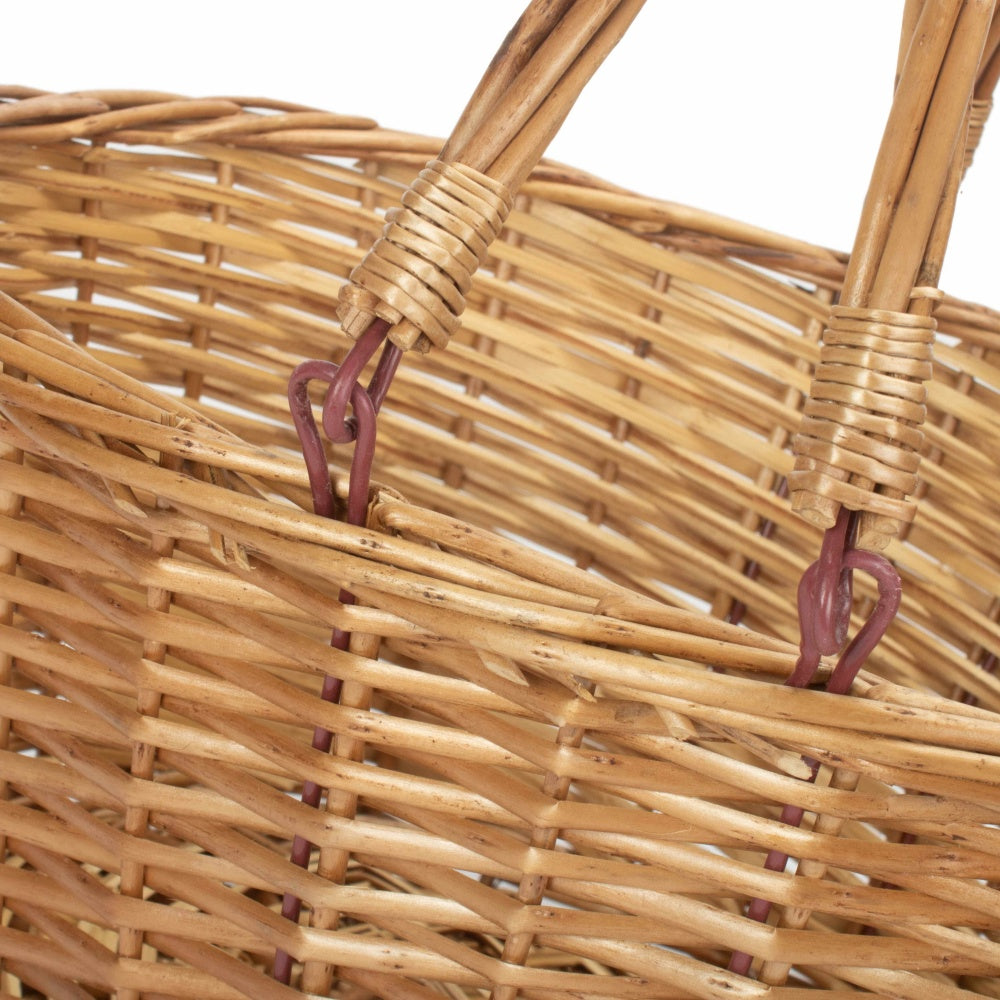 Unlined Double Steamed Wicker Shopping Basket With Swing Handles