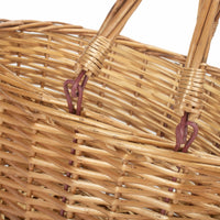 Unlined Double Steamed Wicker Shopping Basket With Swing Handles