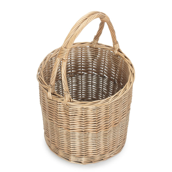 Red Hamper Wicker Round Upright Kindling Shopping Basket