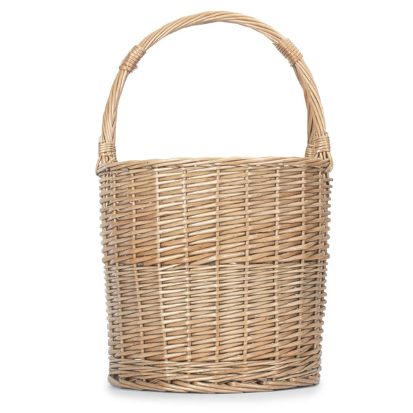 Red Hamper Wicker Round Upright Kindling Shopping Basket