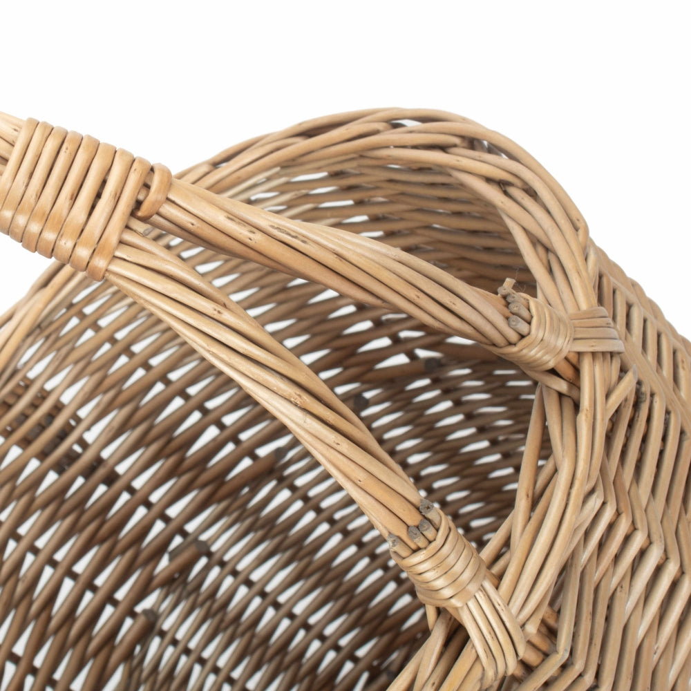 Red Hamper Wicker Round Upright Kindling Shopping Basket