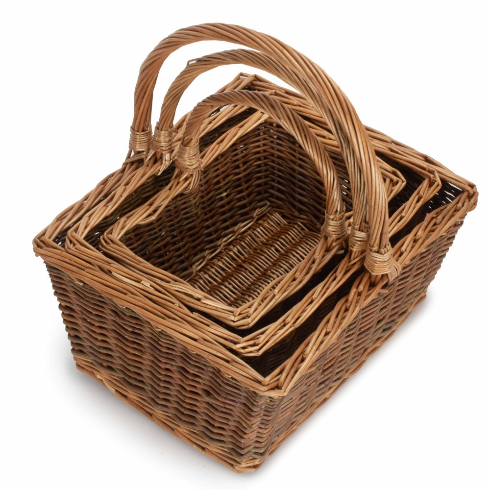 Rectangular Unpeeled Willow Shopping Basket