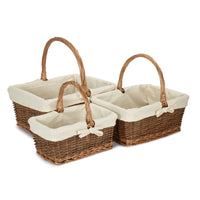 Rectangular Unpeeled Willow Shopping Basket With White Lining