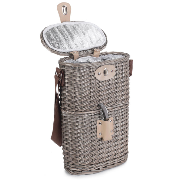 Red Hamper 3 Bottle Willow Insulated Bottle Carrier