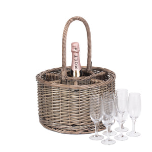 Red Hamper Special Event Basket Wicker Basket Wine Glasses