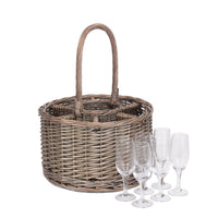 Red Hamper Special Event Basket Wicker Basket Wine Glasses