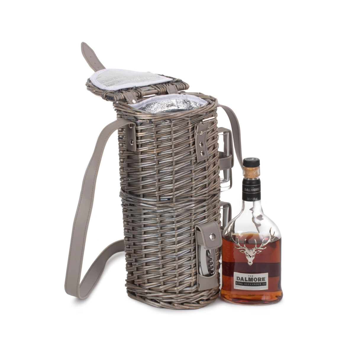 Single Bottle and 2 Cartridge Glass Carrier With Shoulder Strap
