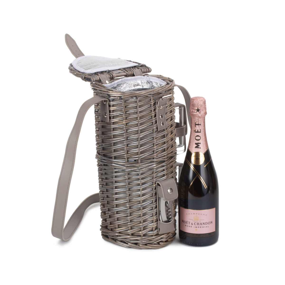 Red Hamper Single Bottle and 2 Cartridge Glass Carrier With Shoulder Strap