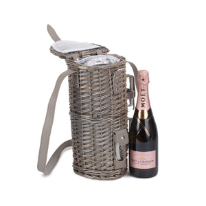Red Hamper Single Bottle and 2 Cartridge Glass Carrier With Shoulder Strap