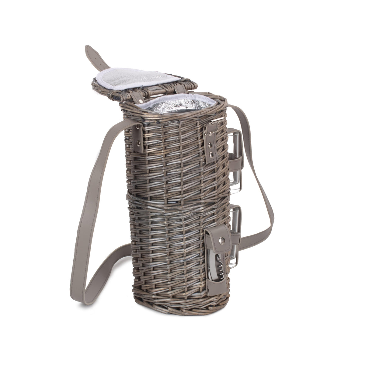 Red Hamper Single Bottle and 2 Cartridge Glass Carrier With Shoulder Strap