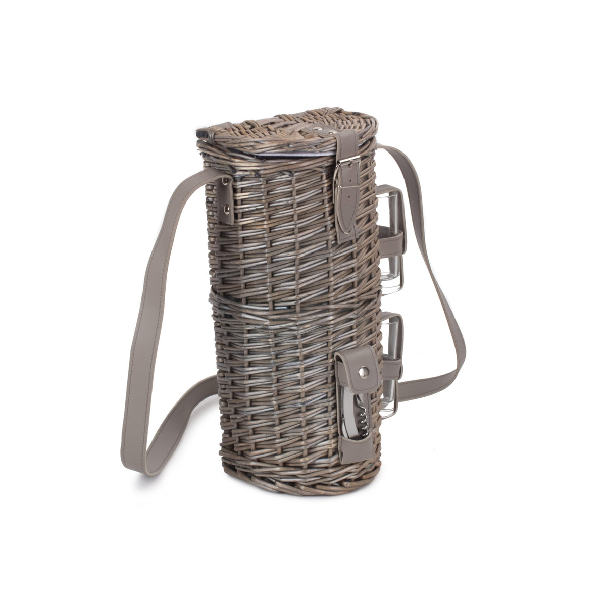 Red Hamper Single Bottle and 2 Cartridge Glass Carrier With Shoulder Strap