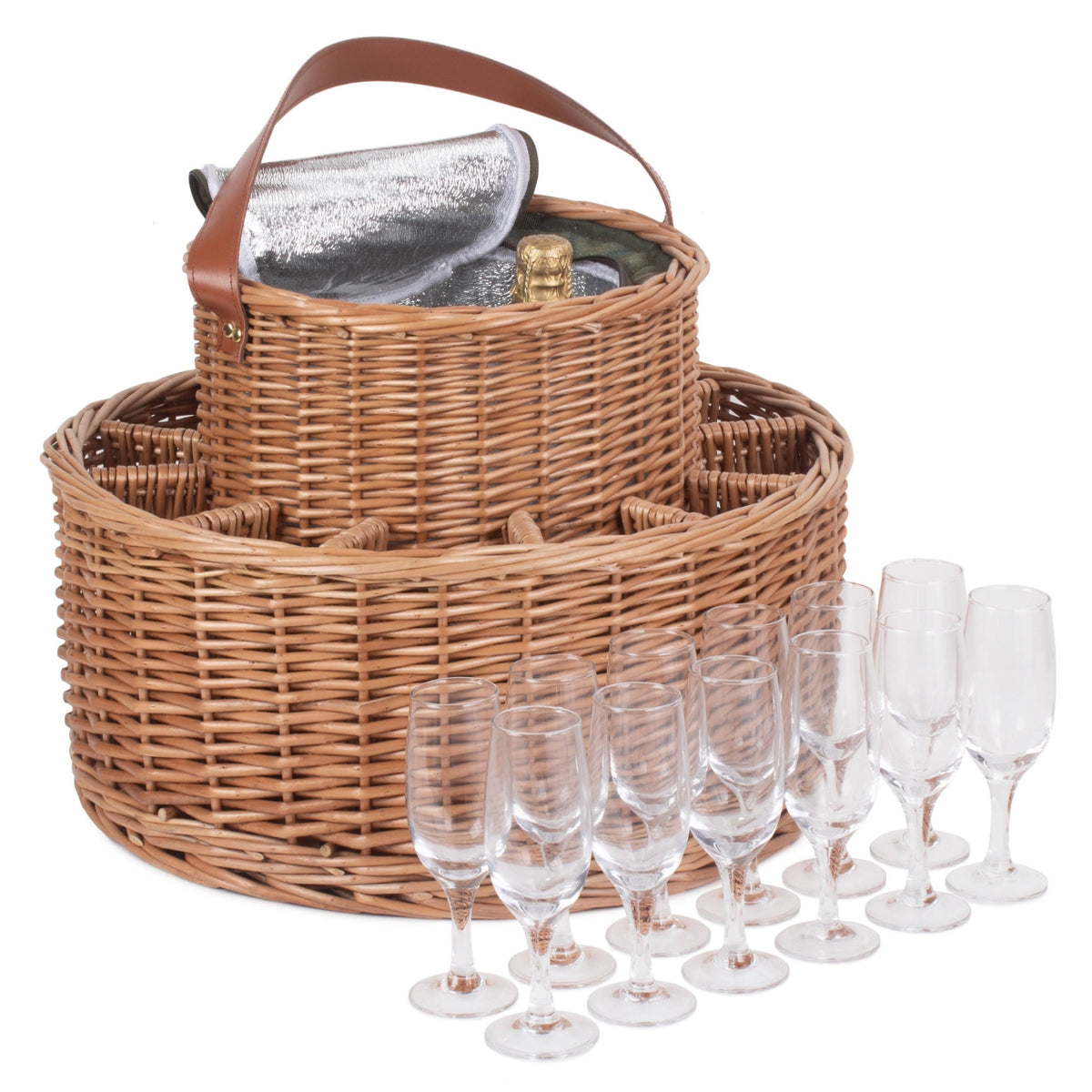 Green Tweed Chilled Wicker Garden Party Basket