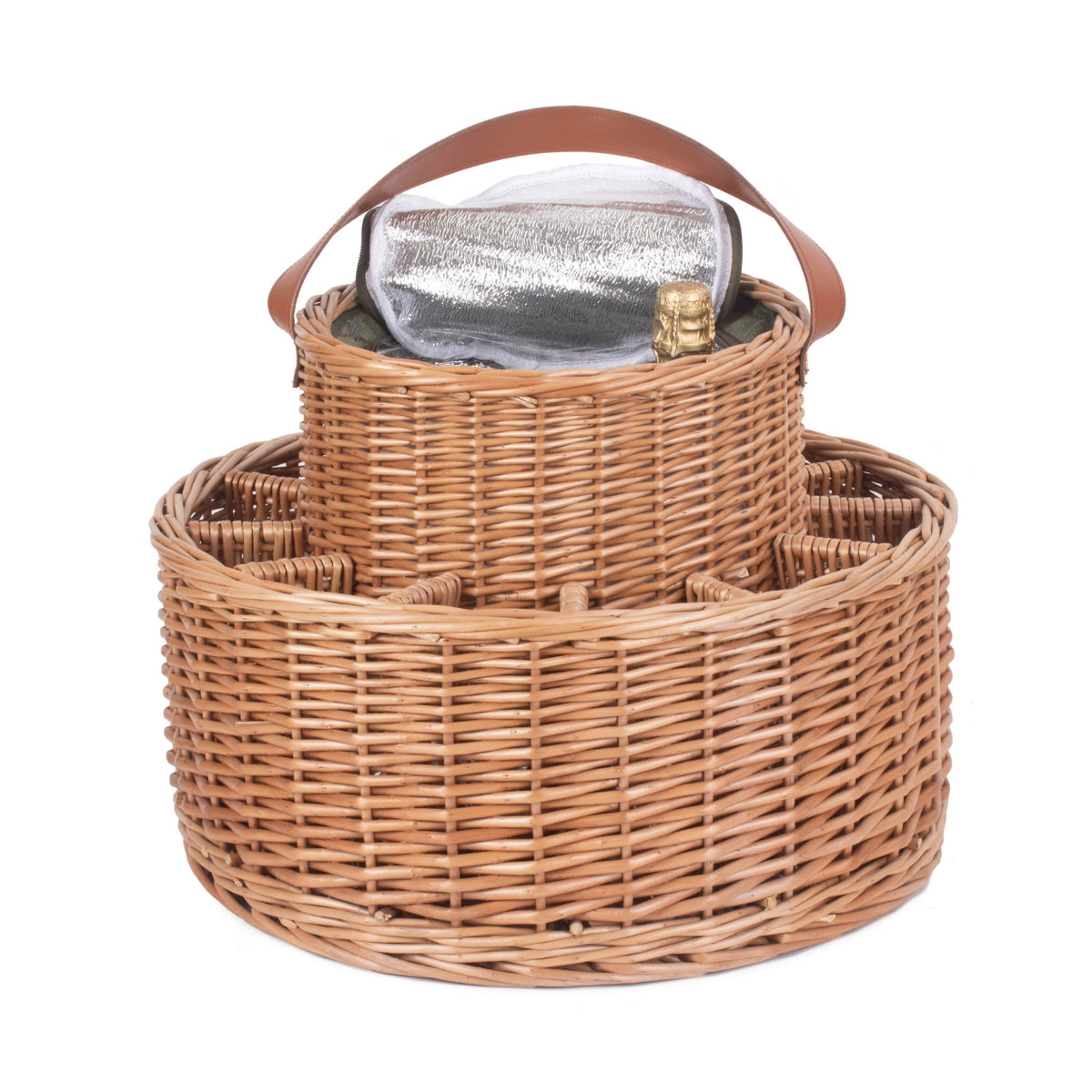 Green Tweed Chilled Wicker Garden Party Basket