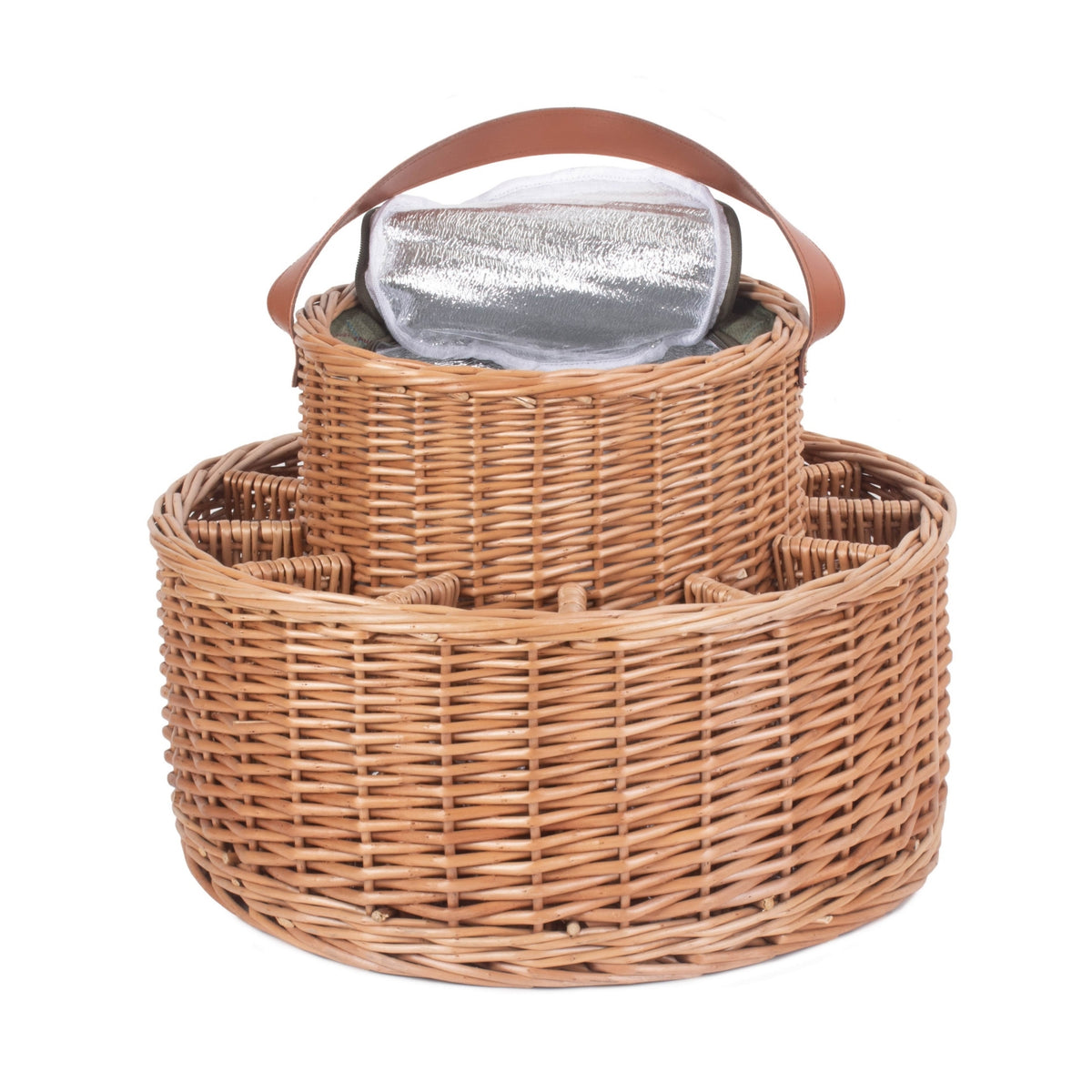 Green Tweed Chilled Wicker Garden Party Basket