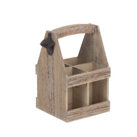 Oak Effect 4 Beer Bottle Carrier with Bottle Opener