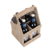 Oak Effect 4 Beer Bottle Carrier with Bottle Opener