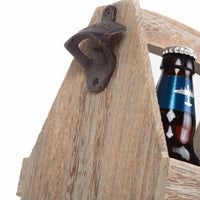 Red Hamper Oak Effect 4 Beer Bottle Carrier with Bottle Opener